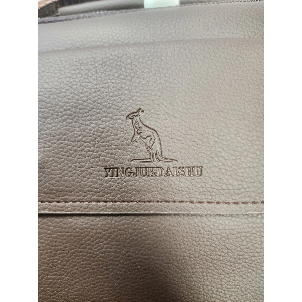 Unisex Business PU Leather Messenger Bag Shoulder Crossbody Sling Pack, Brown
